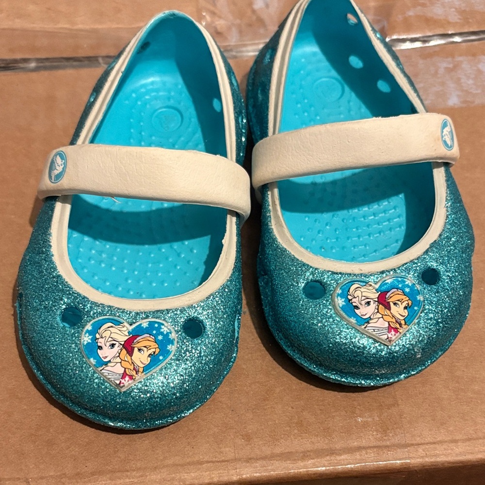 CROCS Kids Glitter Slippers - Blue and White